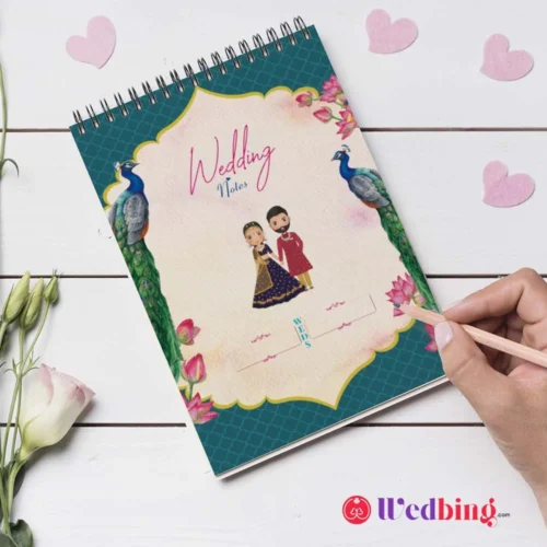 Bridal Notepad with Peacock & Love Couple